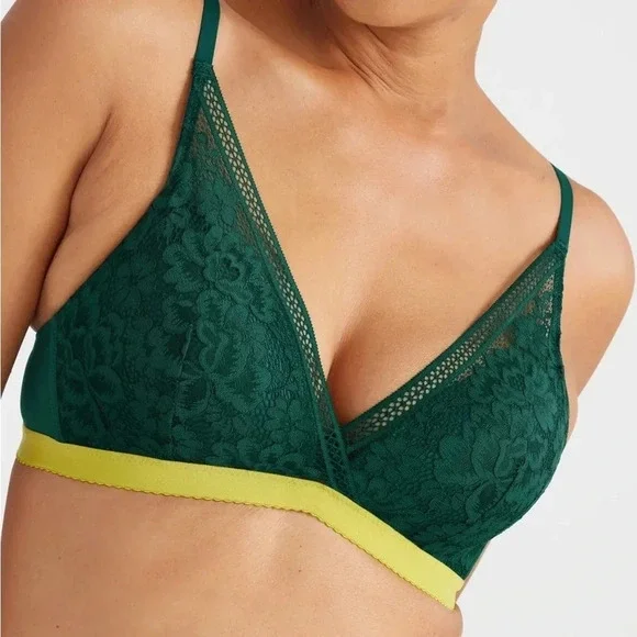 Knixy Lace Deep-V Bralette - Emerald limited edition - Picture 6 of 8